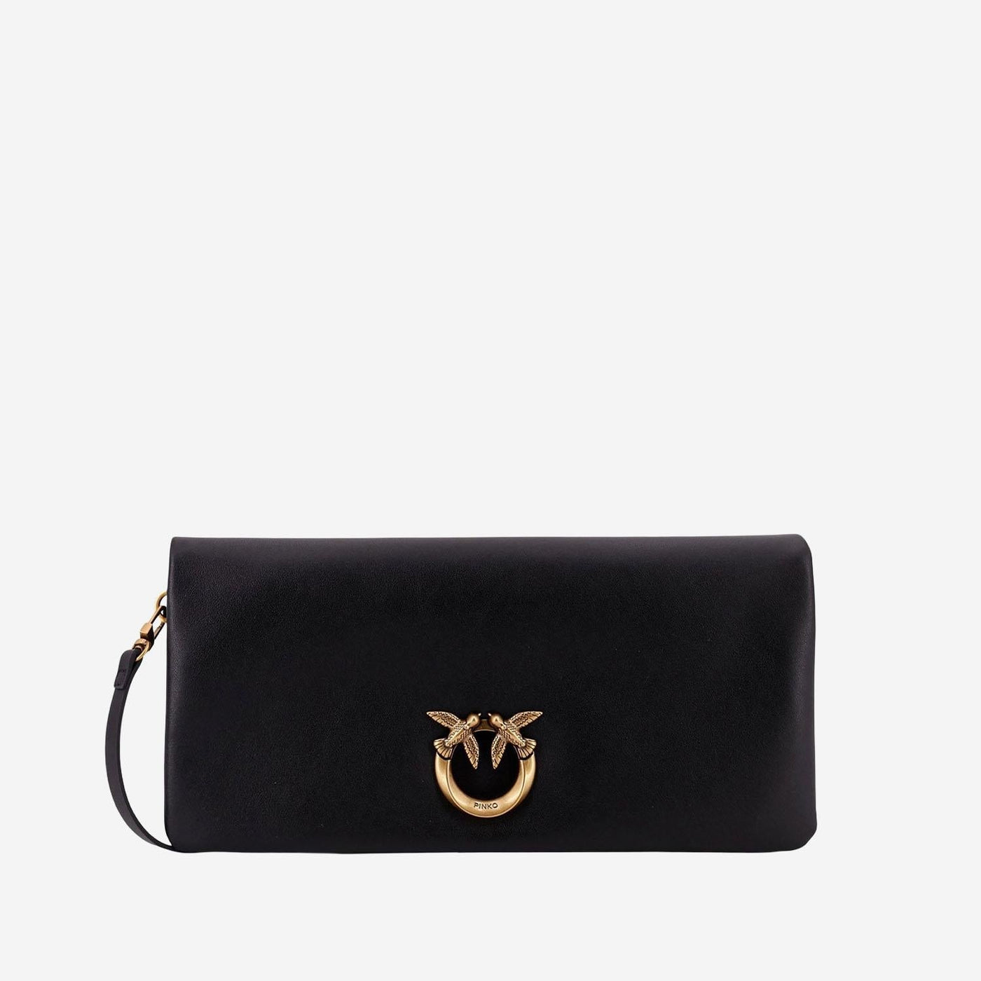 Pinko Love Bag Click Clutch — Black Leather