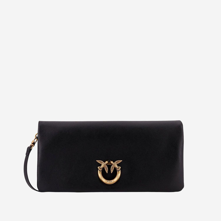 Pinko Love Bag Click Clutch — Black Leather