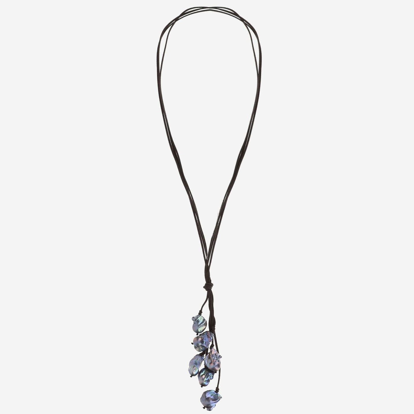 Mela Pearl Cluster Suede Necklace — Black Necklaces