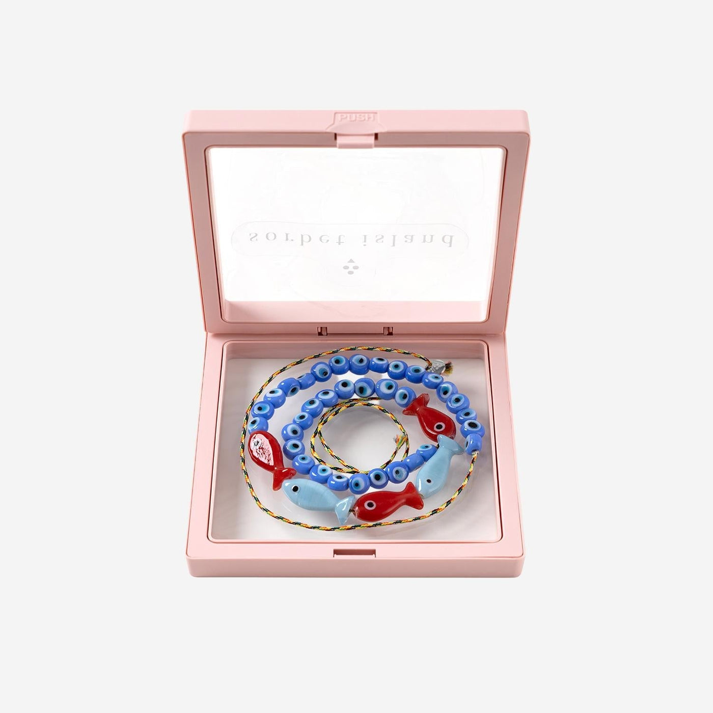 Sorbet Island Fabric And Glass Bead Necklace — Blue Necklaces