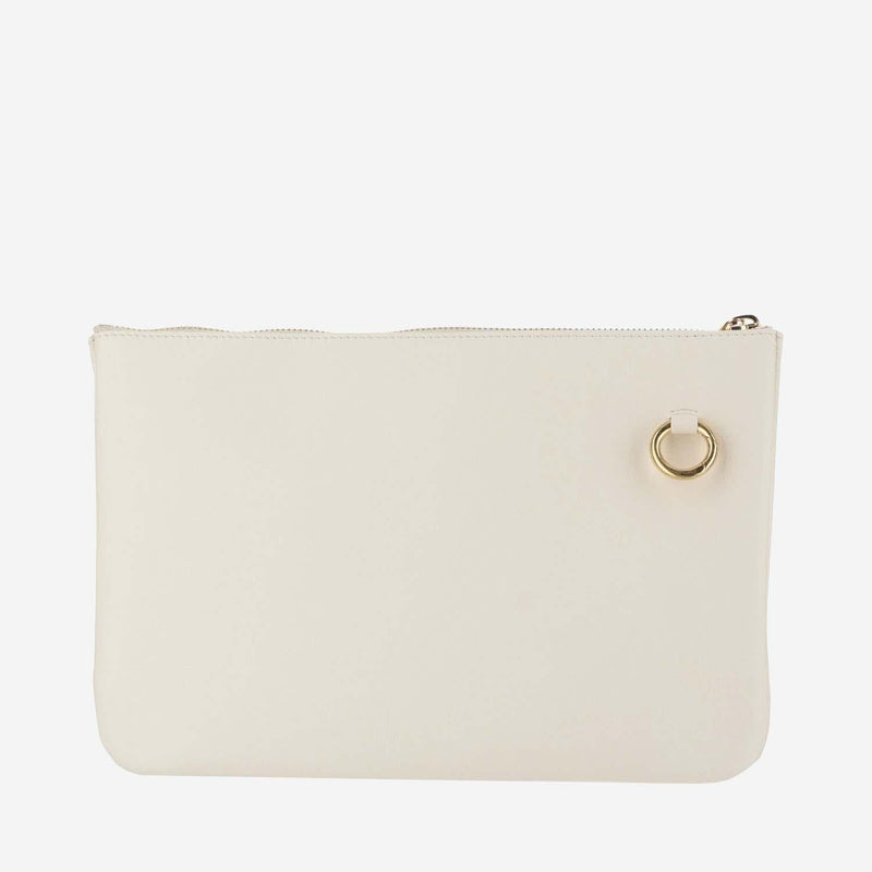 Jil Sander Embossed Logo Leather Shoulder Bag — White Sheep