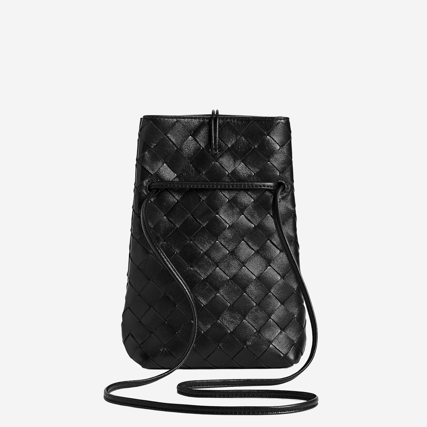 Bottega Veneta Intrecciato Lambskin Clutch — Black