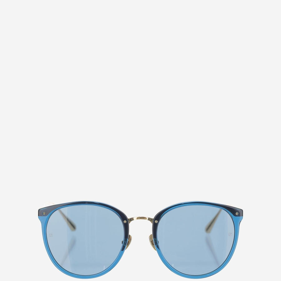 Linda Farrow Lfl251c97sun Acetate Round-Frame Sunglasses — Blue