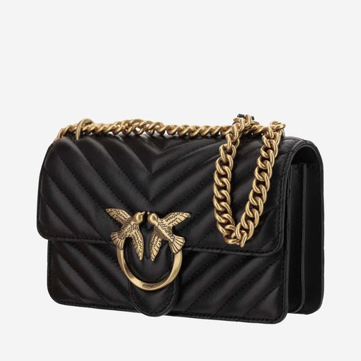 Pinko Love Shoulder Bag — Black Leather
