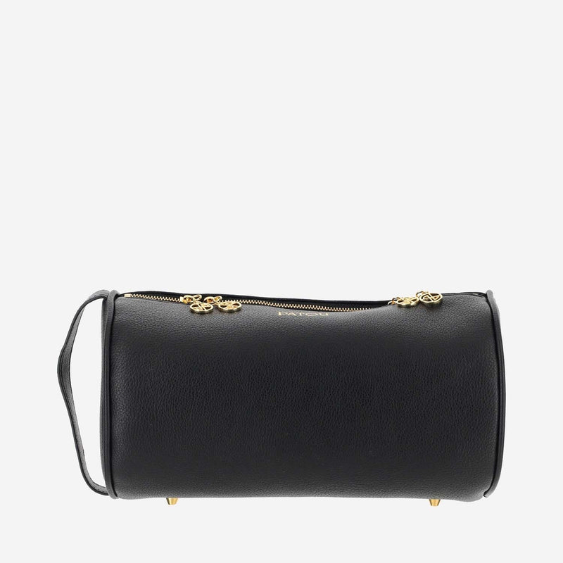Patou Eco Leather Barrel Crossbody Bag — Black Polyurethane