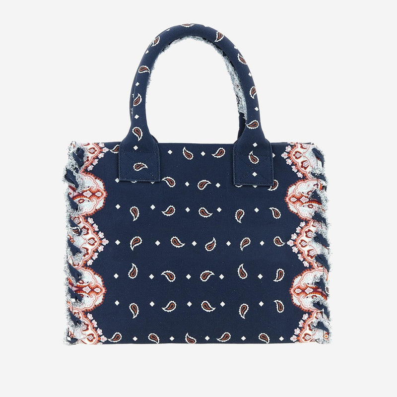 Pinko Bandana-Print Cotton Tote Bag — Navy
