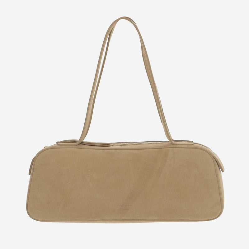 Khaite Simona Shoulder Bag — Beige Kid Leather (suede)