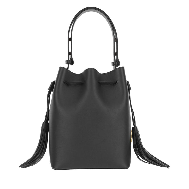 Valentino Garavani Calfskin Leather With V-Logo Bucket Bag — Black