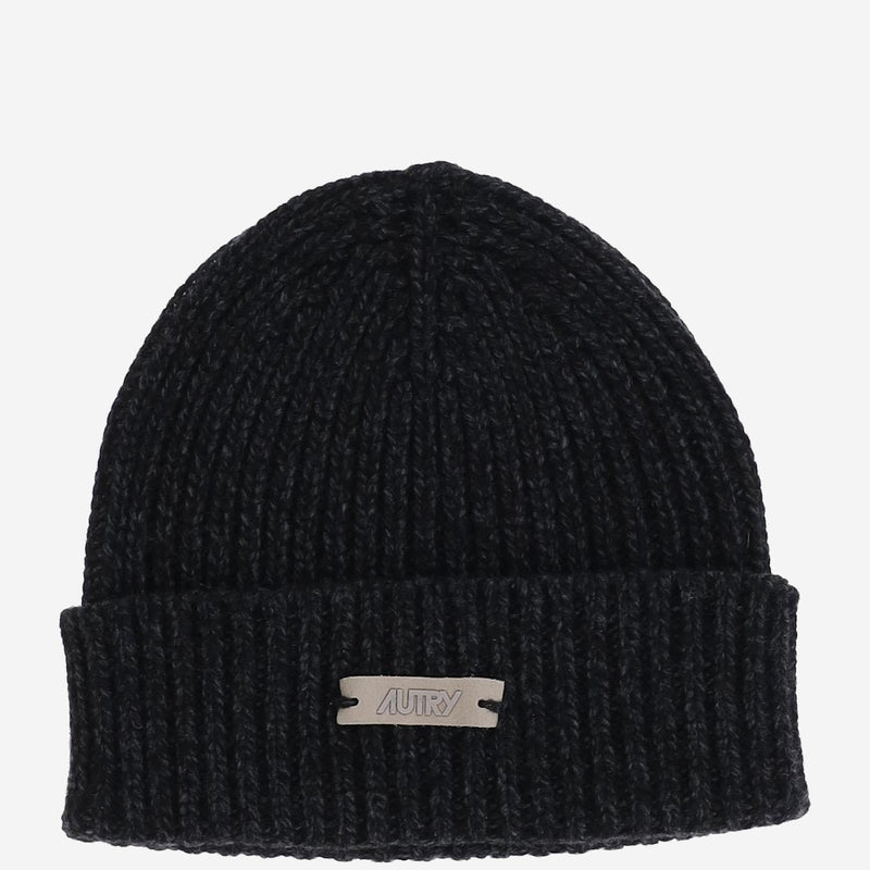 Autry Beput7kk Ribbed Wool Beanie — Black Beanies
