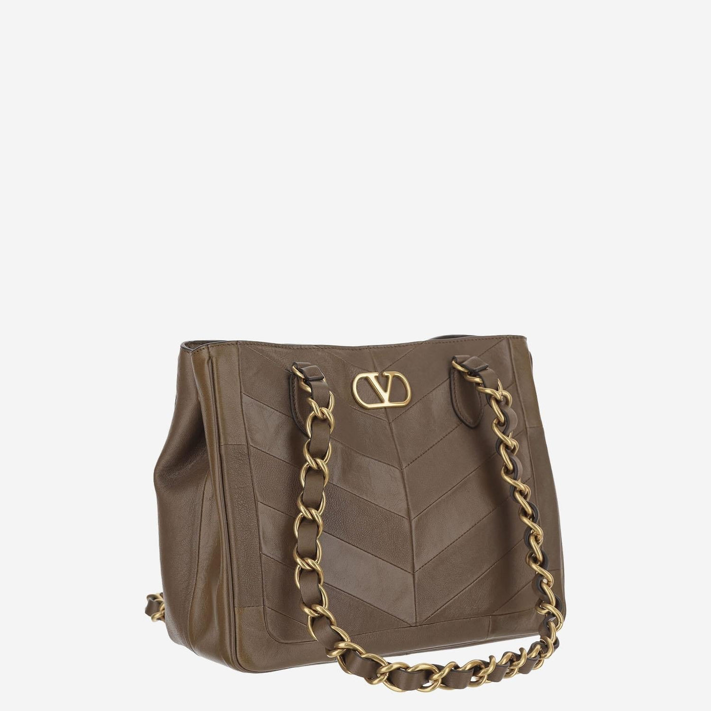 Valentino Garavani Chevron-Quilted Leather Shoulder Bag — Brown