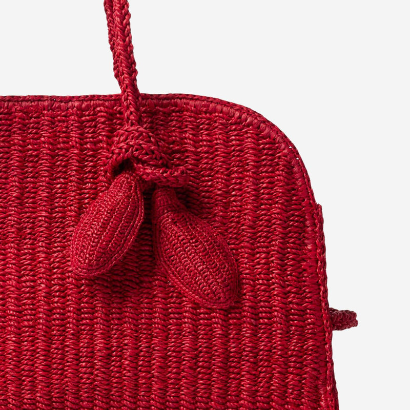 Jacquemus Raffia Bowling Shoulder Bag — Red