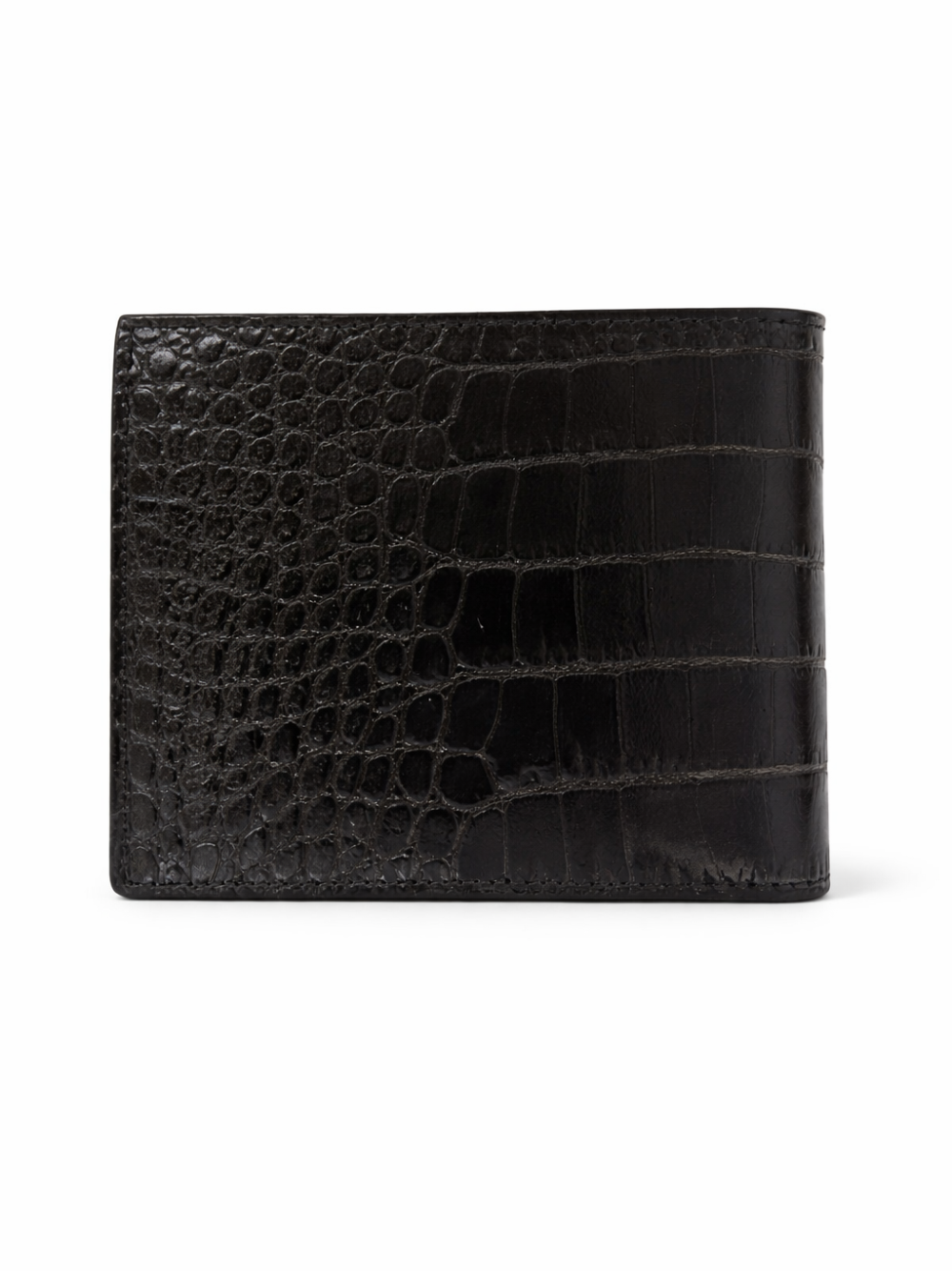 Tom Ford Crocodile-Embossed Calfskin Wallet — Black
