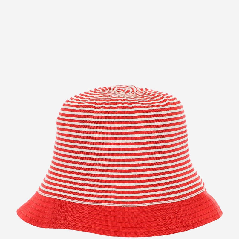 Grevi S6804 Striped Grosgrain Cotton Bucket Hat — Red
