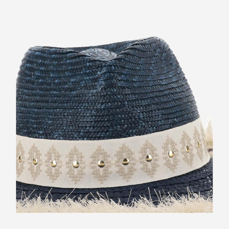Ferruccio Vecchi 385981 Sun Hat — Navy Straw