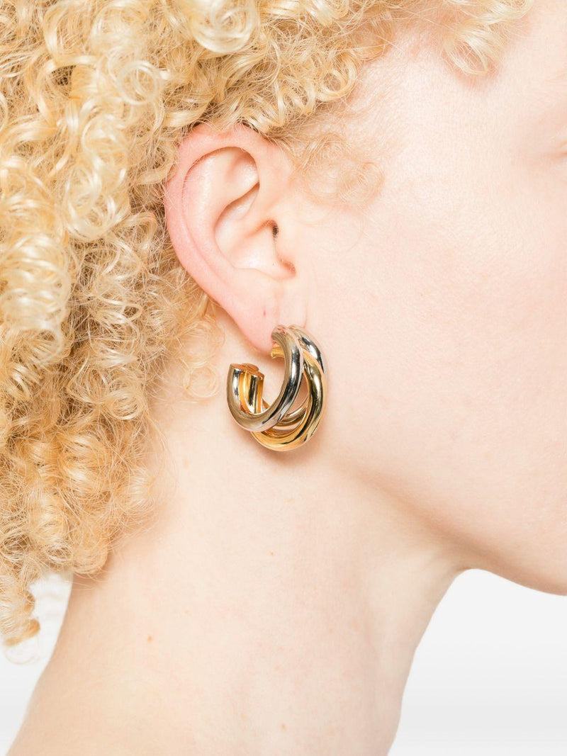 Rabanne Interlocked Circle Earrings — Silver Brass