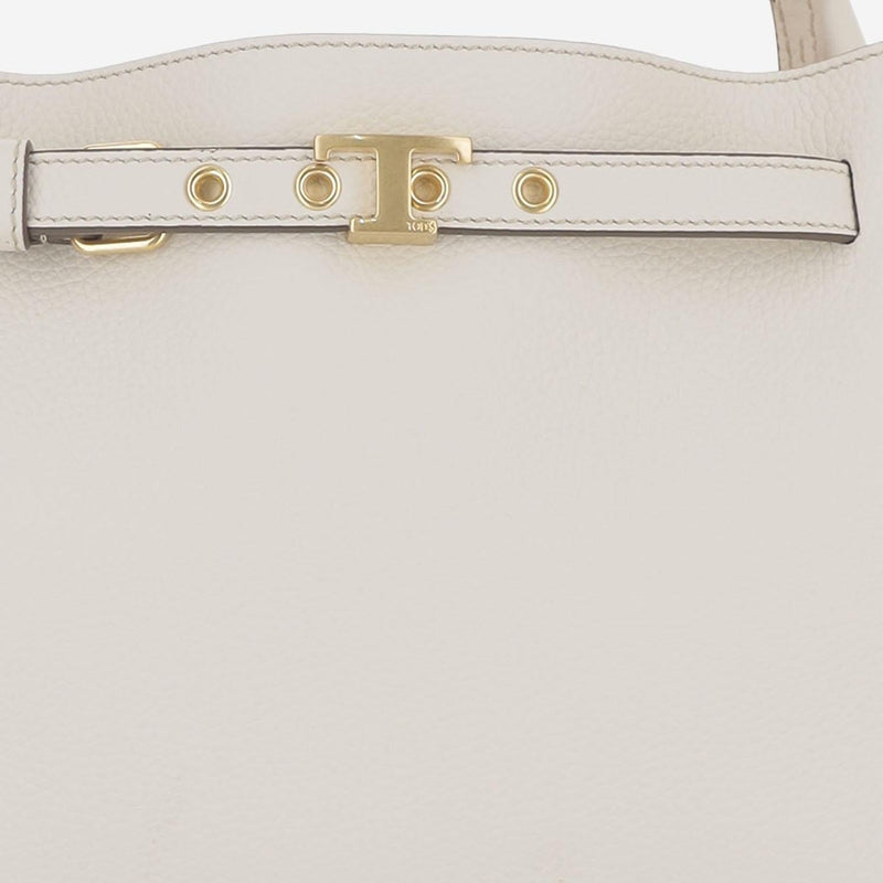 Tods Textured Calfskin Top Handle Bag — White