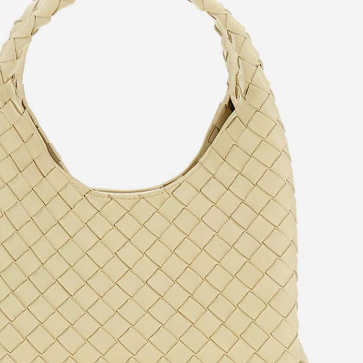 Bottega Veneta Intrecciato-Woven Lambskin Shoulder Bag — Beige Leather