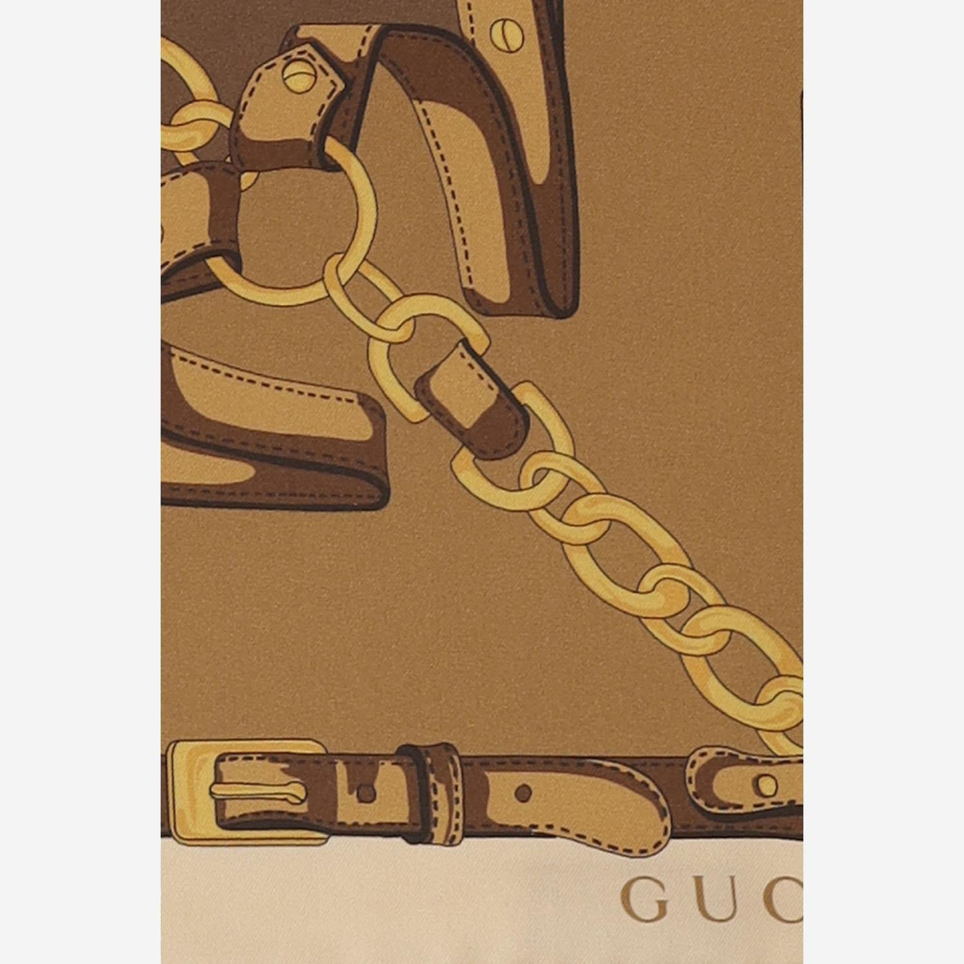 Gucci Silk Twill Printed Scarf — Brown Scarfs