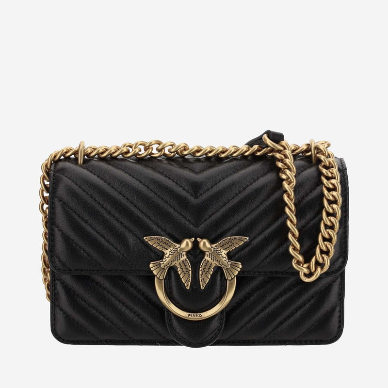 Pinko Love Shoulder Bag — Black Leather