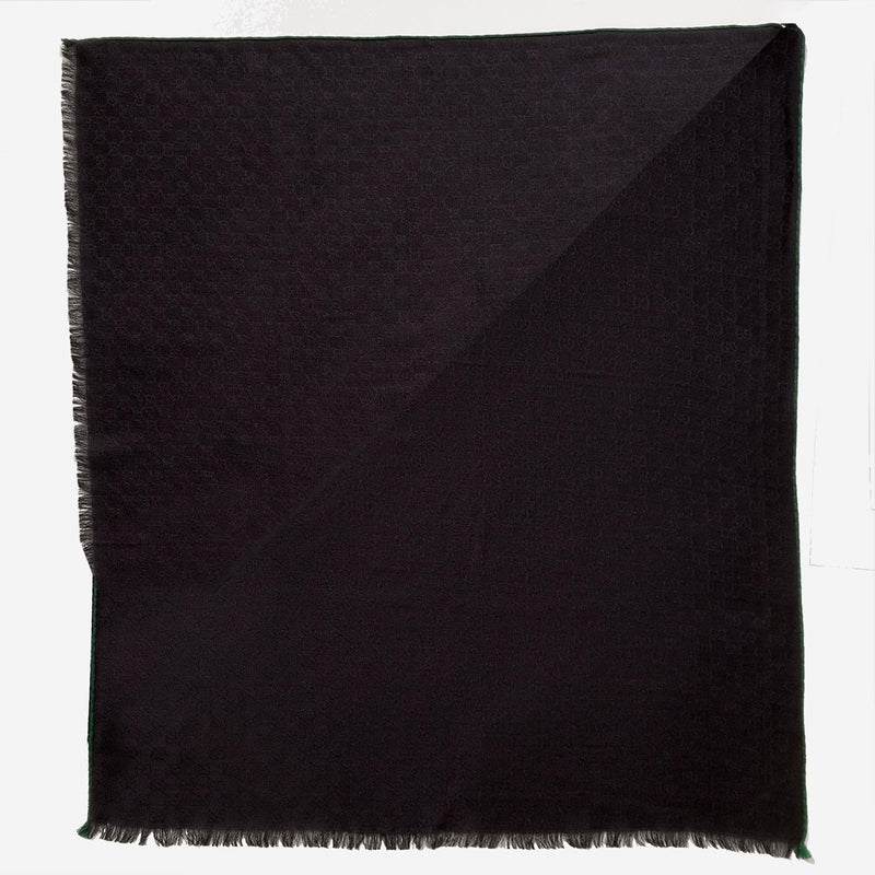 Gucci Gg Jacquard Wool And Silk Scarf — Black Scarfs