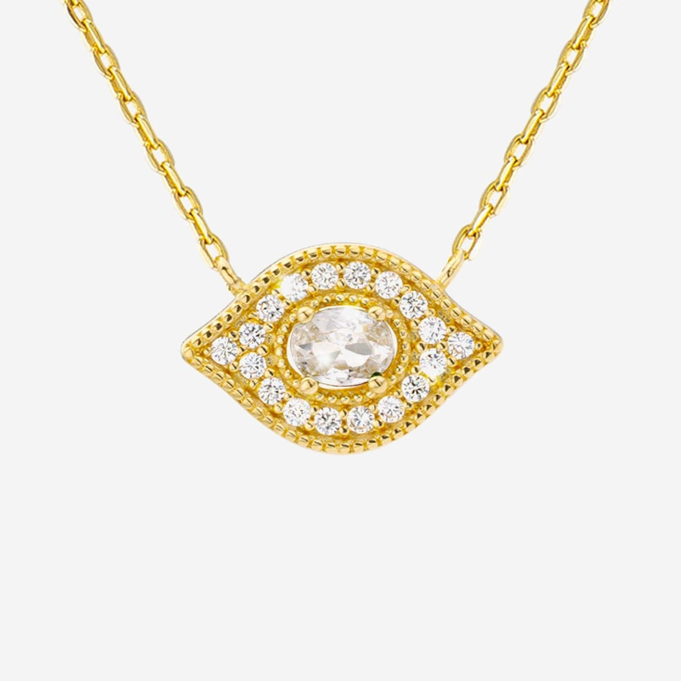 Mya Bay Crystal Eye Motif Necklace — Gold Brass Necklaces