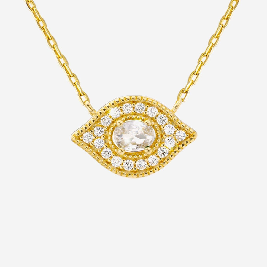Mya Bay Crystal Eye Motif Necklace — Gold Brass Necklaces