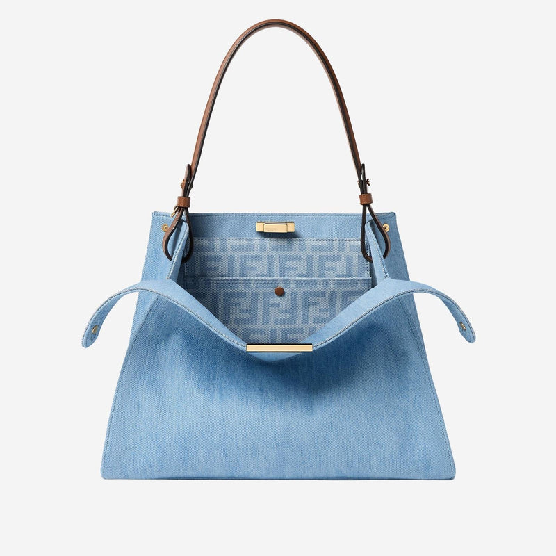 Fendi Organic Cotton Denim Shoulder Bag — Blue