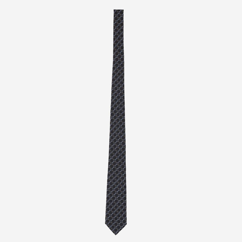 Gucci Jacquard Silk Morsetto Print Necktie — Black Neckties