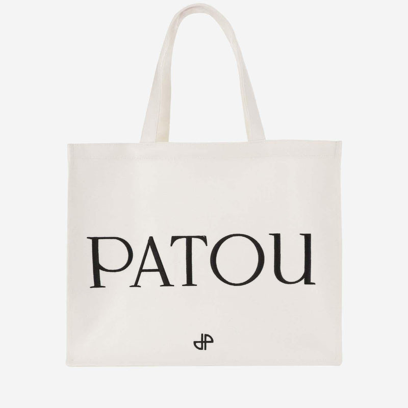 Patou Organic Cotton Canvas Tote Bag — White