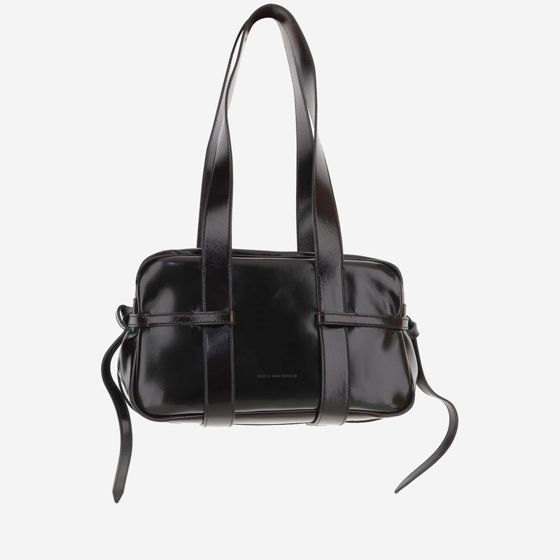 Dries Van Noten Glossy Leather Shoulder Bag — Brown
