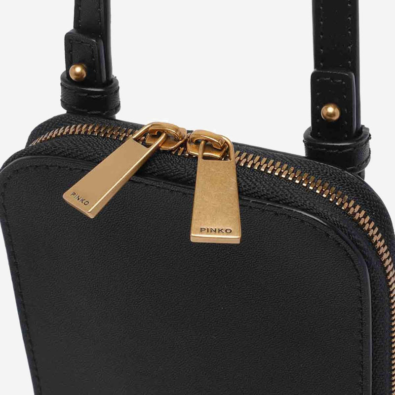 Pinko Leather Smartphone Case Wallet — Black