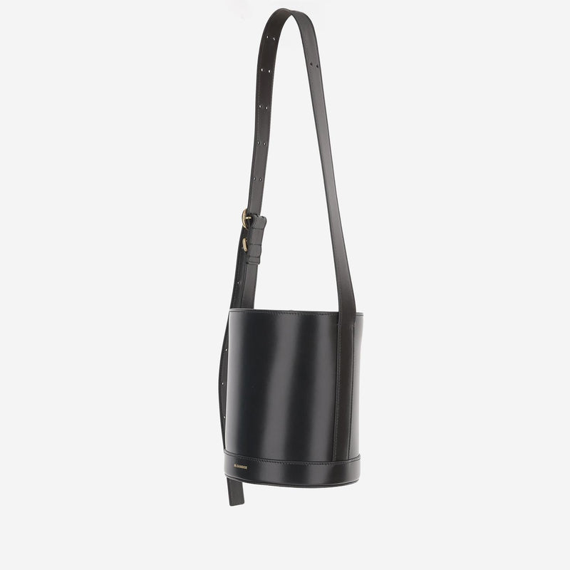 Jil Sander Calfskin Leather Bucket Bag — Black