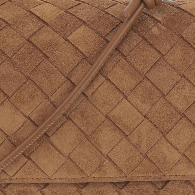 Bottega Veneta Quilted Suede Shoulder Bag — Brown Calf Skin