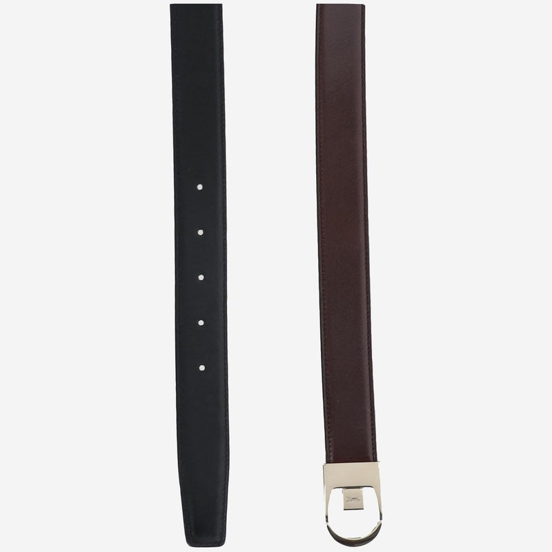 Saint Laurent Reversible Calfskin Belt — Black