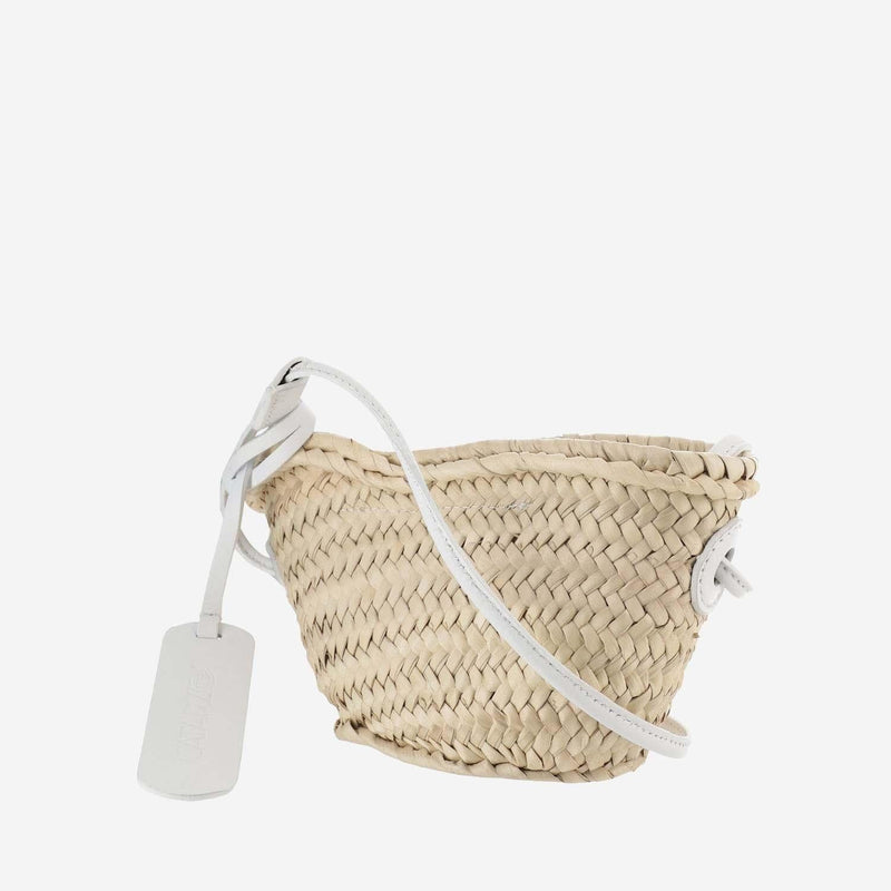 Filippo Catarzi Woven Straw Shoulder Bag — Beige