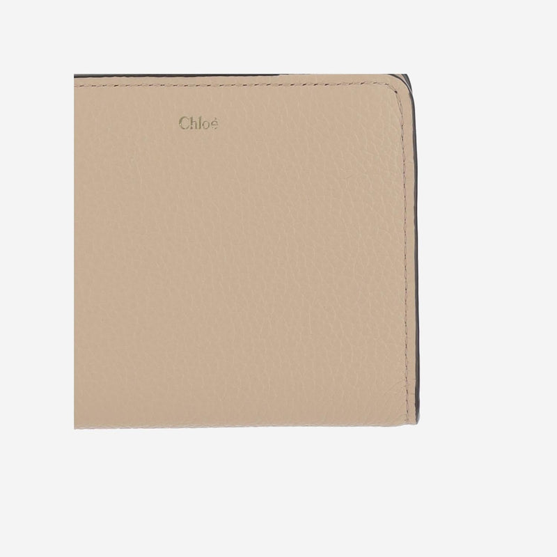 Chloé Alphabet Compact Wallet — Beige Leather & Purses
