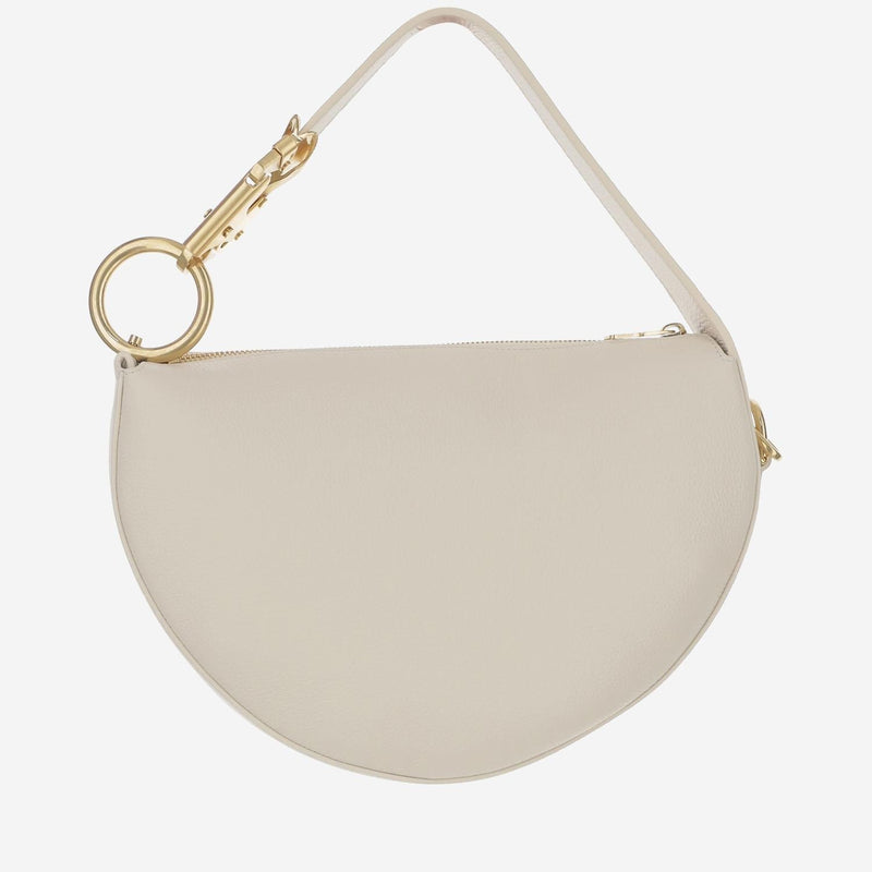 Burberry Knight Arc Shoulder Bag — White Calf Grain Leather