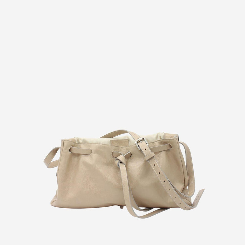 Radica Studio Hammered Nappa Leather Shoulder Bag — Beige