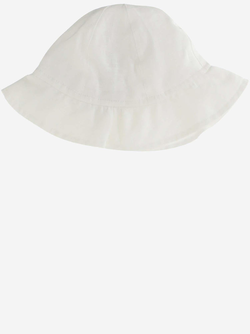 Il Gufo P23eo244l6006 Linen With Vichy Bow Sun Hat — White Shell: Linen; Lining: Cotton