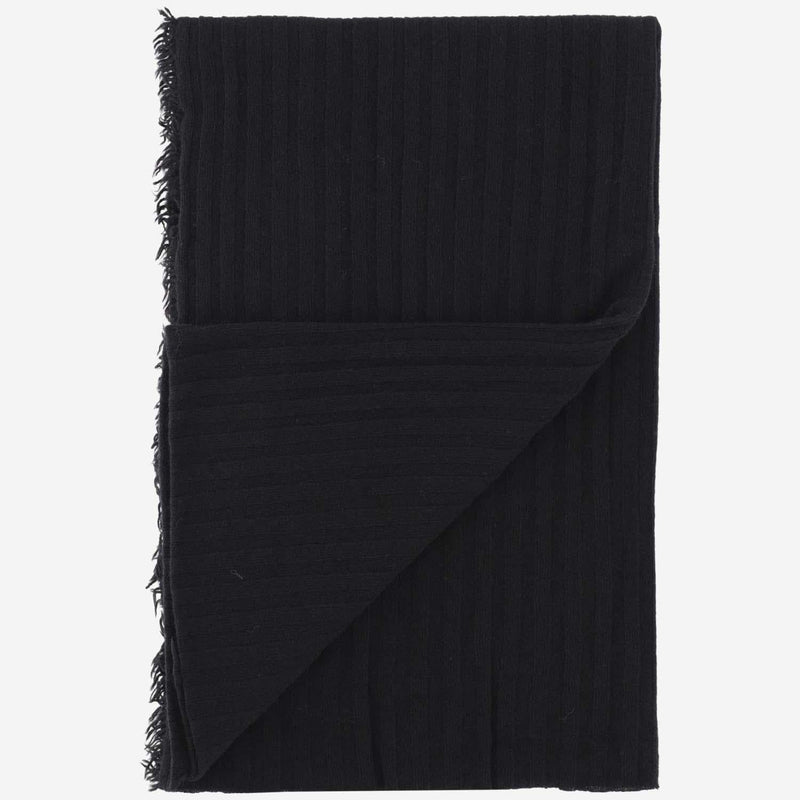 Faliero Sarti Cashmere And Wool Blend Scarf — Black Scarfs