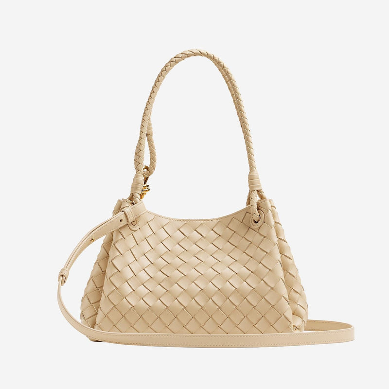 Bottega Veneta Andiamo Parachute Shoulder Bag — Beige Domesticated Lamb Leather