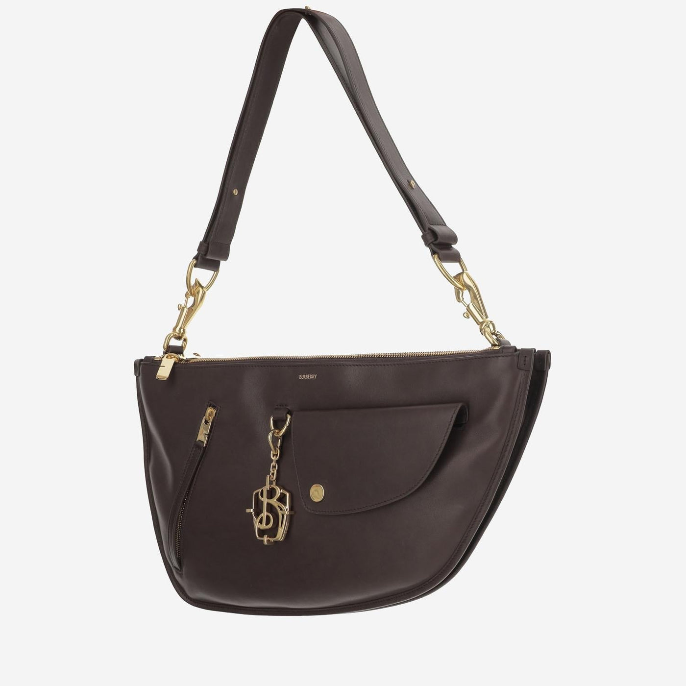 Burberry Double Shield Shoulder Bag — Brown Calfskin