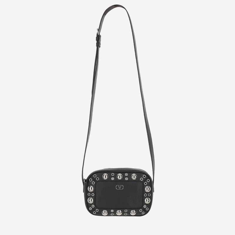 Valentino Garavani Studded Leather Crossbody Bag — Black