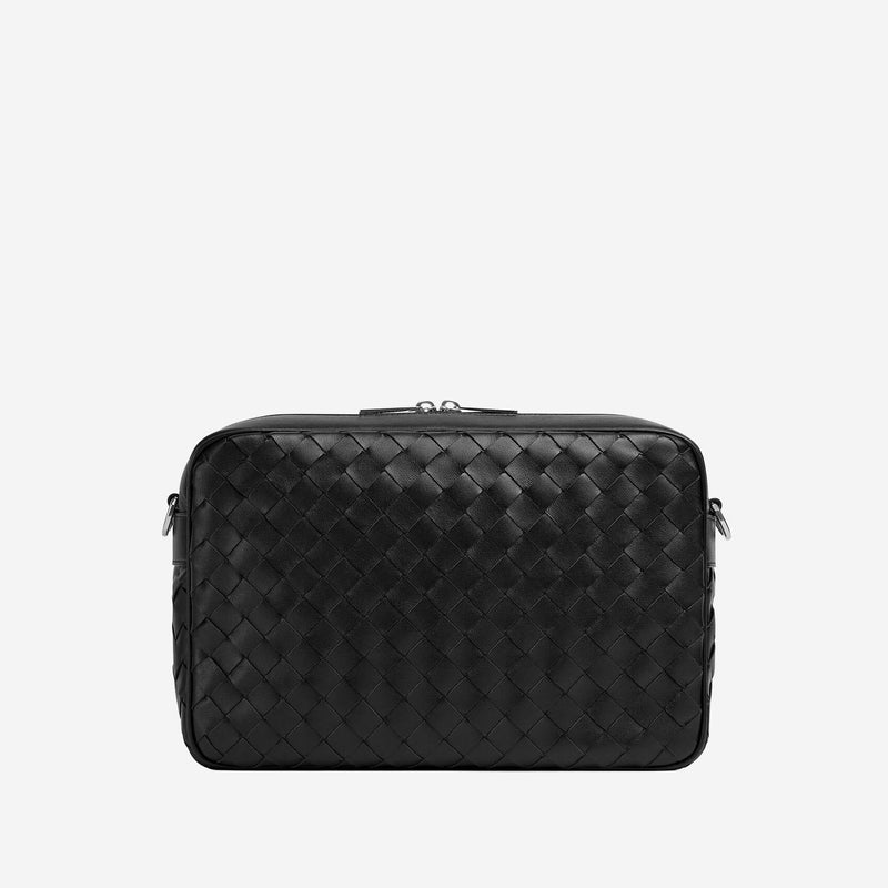Bottega Veneta Intrecciato Woven Calf Skin Crossbody Bag — Black