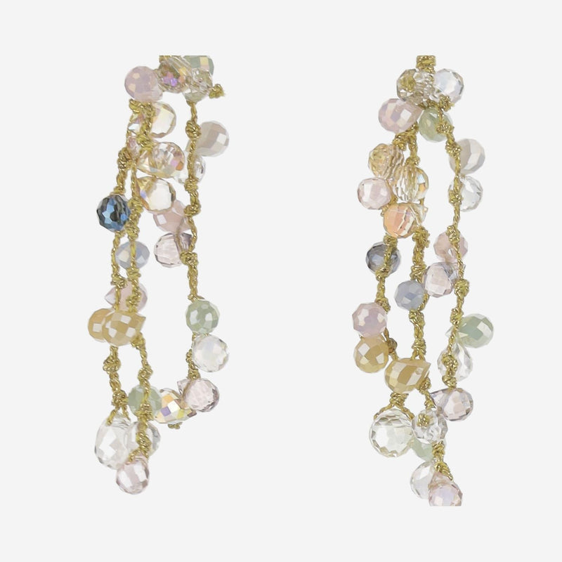 Mela Faceted Crystal Teardrop Earrings — Multicolor Natural Fibre