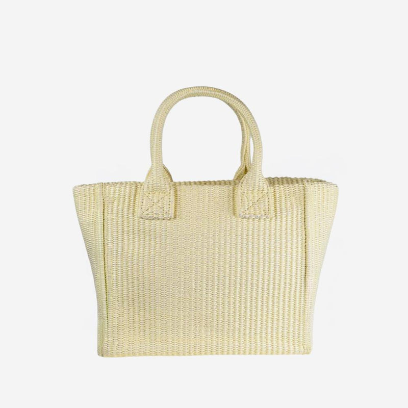 Pinko Woven Raffia Shoulder Bag — Yellow Polypropylene
