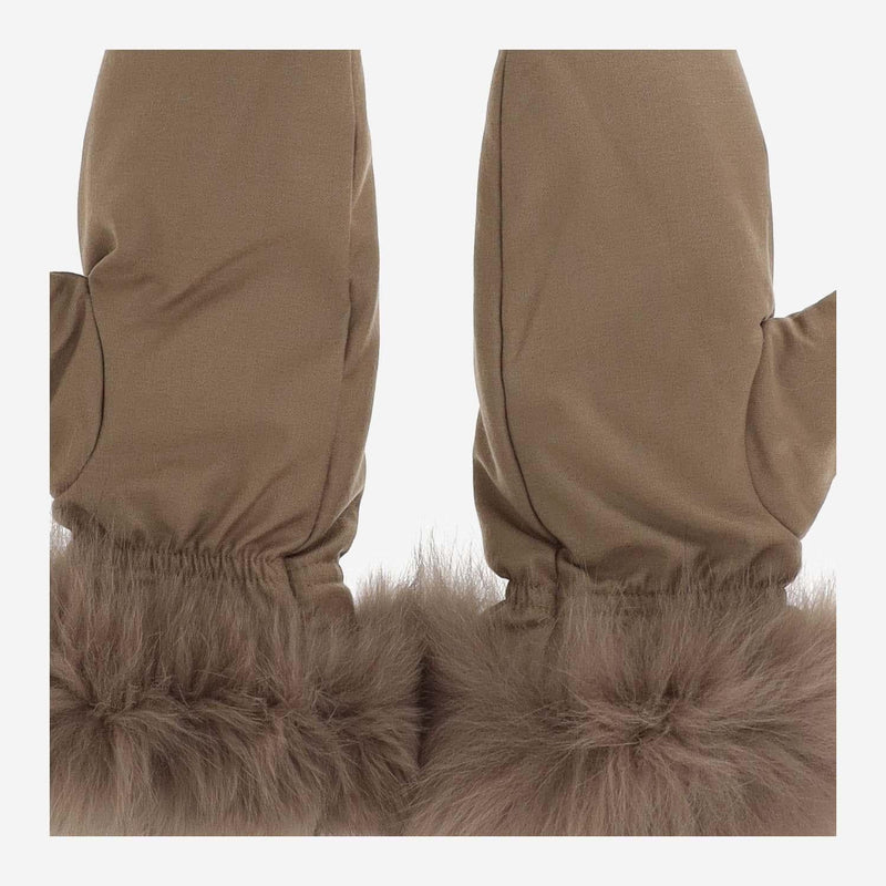Yves Salomon Virgin Wool & Fox Fur Gloves — Beige