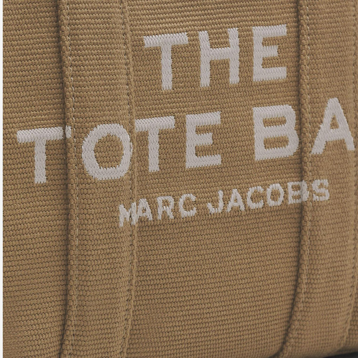 Marc Jacobs Logo-Embroidered Jacquard Tote Bag — Beige Cotton