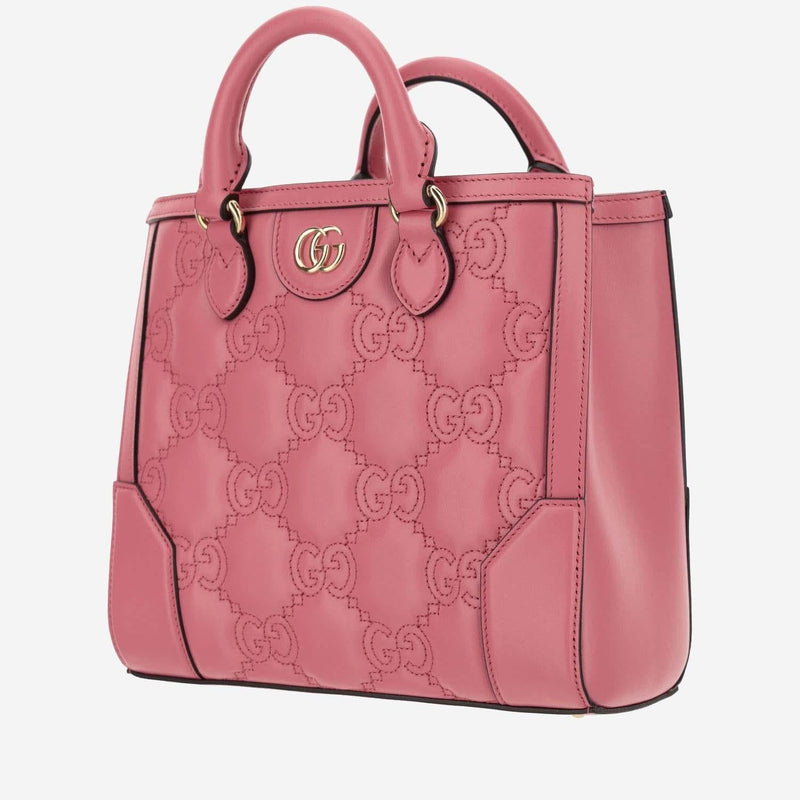 Gucci Gg Matelassé Tote Bag — Pink Calfskin Leather