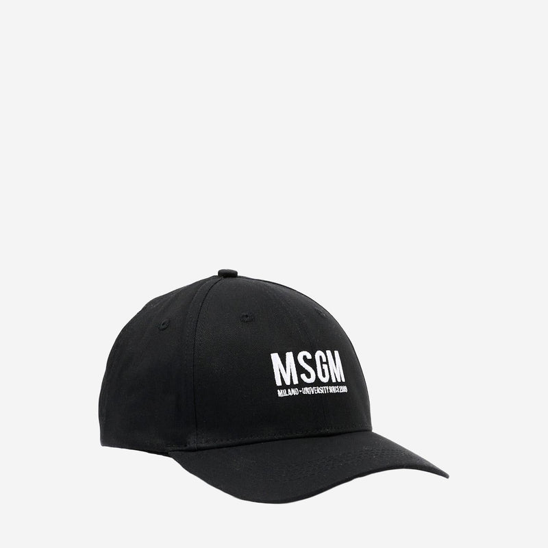 Msgm S6msjubc019 Logo-Embroidered Cotton Baseball Cap — Black Caps